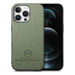 For iPhone 12 Pro Max Twill Fabric Leather Skin Back Phone Case(Green)