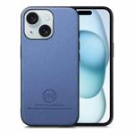 For iPhone 15 Twill Fabric Leather Skin Back Phone Case(Blue)