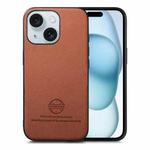 For iPhone 15 Twill Fabric Leather Skin Back Phone Case(Brown)