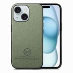 For iPhone 15 Twill Fabric Leather Skin Back Phone Case(Green)