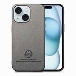 For iPhone 15 Plus Twill Fabric Leather Skin Back Phone Case(Gray)