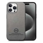 For iPhone 15 Pro Max Twill Fabric Leather Skin Back Phone Case(Gray)