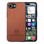 For iPhone 16e Twill Fabric Leather Skin Back Phone Case(Brown)