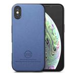 For iPhone X / XS Twill Fabric Leather Skin Back Phone Case(Blue)