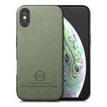 For iPhone X / XS Twill Fabric Leather Skin Back Phone Case(Green)
