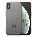 For iPhone X / XS Twill Fabric Leather Skin Back Phone Case(Gray)