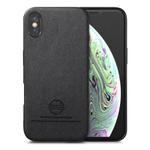 For iPhone X / XS Twill Fabric Leather Skin Back Phone Case(Black)