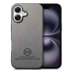 For iPhone 17 Twill Fabric Leather Skin Back Phone Case(Gray)