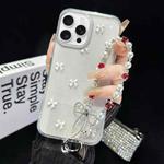 For iPhone 16 Pro Little Fresh Bow Bracelet Chain TPU Phone Case(White)