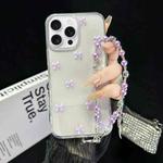 For iPhone 16 Pro Little Fresh Bow Bracelet Chain TPU Phone Case(Purple)