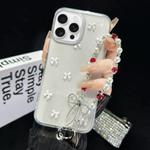 For iPhone 15 Pro Max Little Fresh Bow Bracelet Chain TPU Phone Case(White)