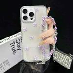 For iPhone 15 Pro Little Fresh Bow Bracelet Chain TPU Phone Case(Purple)