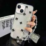 For iPhone 15 Plus Little Fresh Bow Bracelet Chain TPU Phone Case(Black)