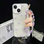 For iPhone 15 Plus Little Fresh Bow Bracelet Chain TPU Phone Case(Purple)