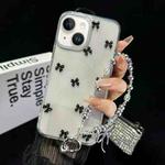 For iPhone 15 Little Fresh Bow Bracelet Chain TPU Phone Case(Black)