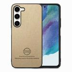 For Samsung Galaxy S21 FE 5G Twill Fabric Leather Skin Back Phone Case(Khaki)