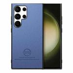 For Samsung Galaxy S23 Ultra 5G Twill Fabric Leather Skin Back Phone Case(Blue)