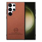 For Samsung Galaxy S23 Ultra 5G Twill Fabric Leather Skin Back Phone Case(Brown)