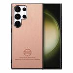 For Samsung Galaxy S23 Ultra 5G Twill Fabric Leather Skin Back Phone Case(Pink)