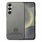 For Samsung Galaxy S24 5G Twill Fabric Leather Skin Back Phone Case(Gray)