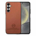 For Samsung Galaxy S24+ 5G Twill Fabric Leather Skin Back Phone Case(Brown)