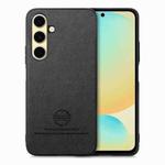 For Samsung Galaxy S24 FE 5G Twill Fabric Leather Skin Back Phone Case(Black)