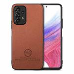 For Samsung Galaxy A52 Twill Fabric Leather Skin Back Phone Case(Brown)