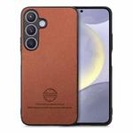 For Samsung Galaxy S25 5G Twill Fabric Leather Skin Back Phone Case(Brown)