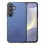 For Samsung Galaxy S25+ 5G Twill Fabric Leather Skin Back Phone Case(Blue)