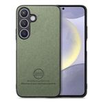 For Samsung Galaxy S25+ 5G Twill Fabric Leather Skin Back Phone Case(Green)