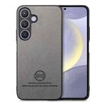 For Samsung Galaxy S25+ 5G Twill Fabric Leather Skin Back Phone Case(Gray)