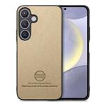 For Samsung Galaxy S25+ 5G Twill Fabric Leather Skin Back Phone Case(Khaki)