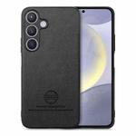 For Samsung Galaxy S25+ 5G Twill Fabric Leather Skin Back Phone Case(Black)