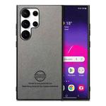 For Samsung Galaxy S25 Ultra 5G Twill Fabric Leather Skin Back Phone Case(Gray)
