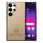 For Samsung Galaxy S25 Ultra 5G Twill Fabric Leather Skin Back Phone Case(Khaki)