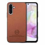 For Samsung Galaxy A56 5G Twill Fabric Leather Skin Back Phone Case(Brown)