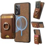 For OPPO Reno10 Pro Global Retro Splitable Magnetic Stand Card Bag Leather Phone Case(Brown)