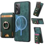 For OPPO Reno10 Pro Global Retro Splitable Magnetic Stand Card Bag Leather Phone Case(Green)