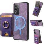 For OPPO A38 4G / A18 4G Retro Splitable Magnetic Stand Card Bag Leather Phone Case(Purple)