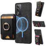 For OPPO Reno12 Global Retro Splitable Magnetic Stand Card Bag Leather Phone Case(Black)