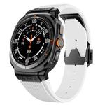 For Samsung Galaxy Watch Ultra 47mm Black Connector Black Buckle Silicone Watch Band(White)