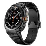 For Samsung Galaxy Watch Ultra 47mm Black Connector Black Buckle Silicone Watch Band(Black)