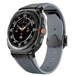 For Samsung Galaxy Watch Ultra 47mm Black Connector Black Buckle Silicone Watch Band(Gray)