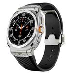 For Samsung Galaxy Watch Ultra 47mm Titanium Connector Silver Buckle Silicone Watch Band(Black)