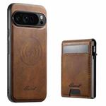 For Google Pixel 10 Pro XL Suteni H19 Oil Wax 2-in-1 MagSafe Removable Card Box Back Phone Case(Brown)
