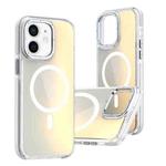 For iPhone 11 Dual-Color Gradient Discolor MagSafe Phone Case(White)