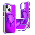 For iPhone 15 Dual-Color Gradient Discolor MagSafe Phone Case(Purple)