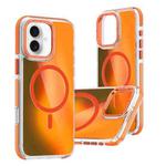 For iPhone 16 Plus Dual-Color Gradient Discolor MagSafe Phone Case(Orange)