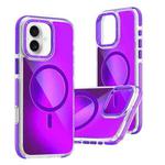 For iPhone 16 Plus Dual-Color Gradient Discolor MagSafe Phone Case(Purple)