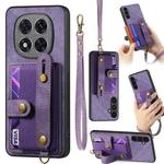 For Xiaomi Redmi Note 14 Pro+ 5G Retro Cross Wristband Wallet Leather Back Phone Case(Purple)